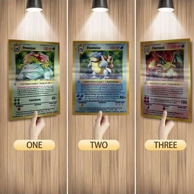 Uplifted Goods Anime 3D Lenticular Pokemon Poster Charizard Blastoise Venusaur Birthday Gifts 3D Flip Picture Room Decoration Art Home 29.5x39.5 Cm