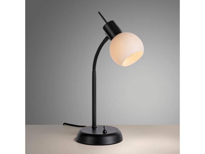 LED-Tischleuchte 13 x 27 x 13cm Schwarz Opalglas Eisen, lackiert LED E14