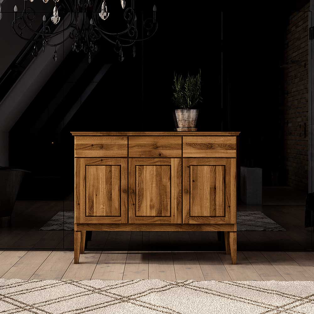 Pharao24.de Wohnzimmer Sideboard aus Wildeiche Massivholz Landhaus