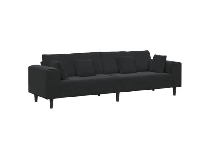 KUTYWEXFM 4-Sitzer Sofa Samt Couch Schwarz 250x77x76 cm Stilvolles Polstermöbel fürs Wohnzimmer mit bequemem Federkissen, stabiler Sperrholzkonstruktion und 4 Rückenkissen.