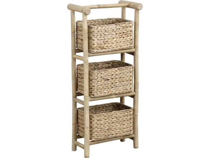 Etagère canne de bambou 3 paniers jacinthe