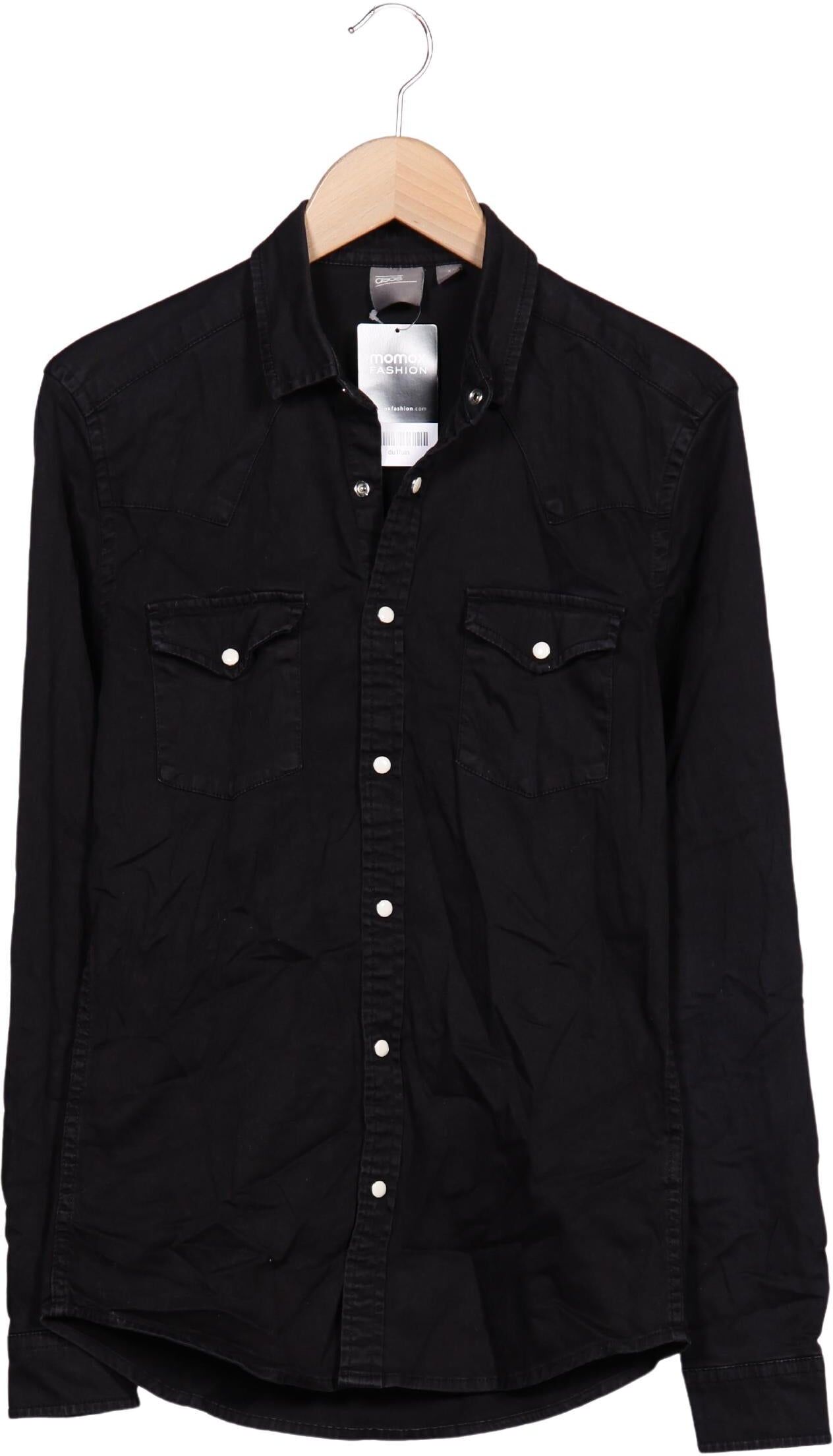 asos Herren Hemd, Schwarz, Gr. S, Baumwolle / Elasthan - Second Hand