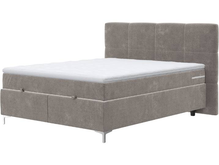 Boxbett, Polster, Grau, 185×211 cm, Mit Bettkasten, H3 Taschen-Federkernmatratze, Cotta Kimy