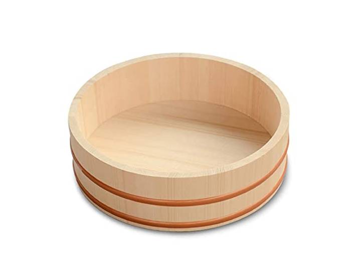 AIZYR Sushi-Reisschüssel Aus Holz - Japanisches Hangiri Sushi Oke Sushi Reis Mixing Tub Mit Reisschaufel Für Den Heimgebrauch in Sushi-Restaurants,45cm/17.7in