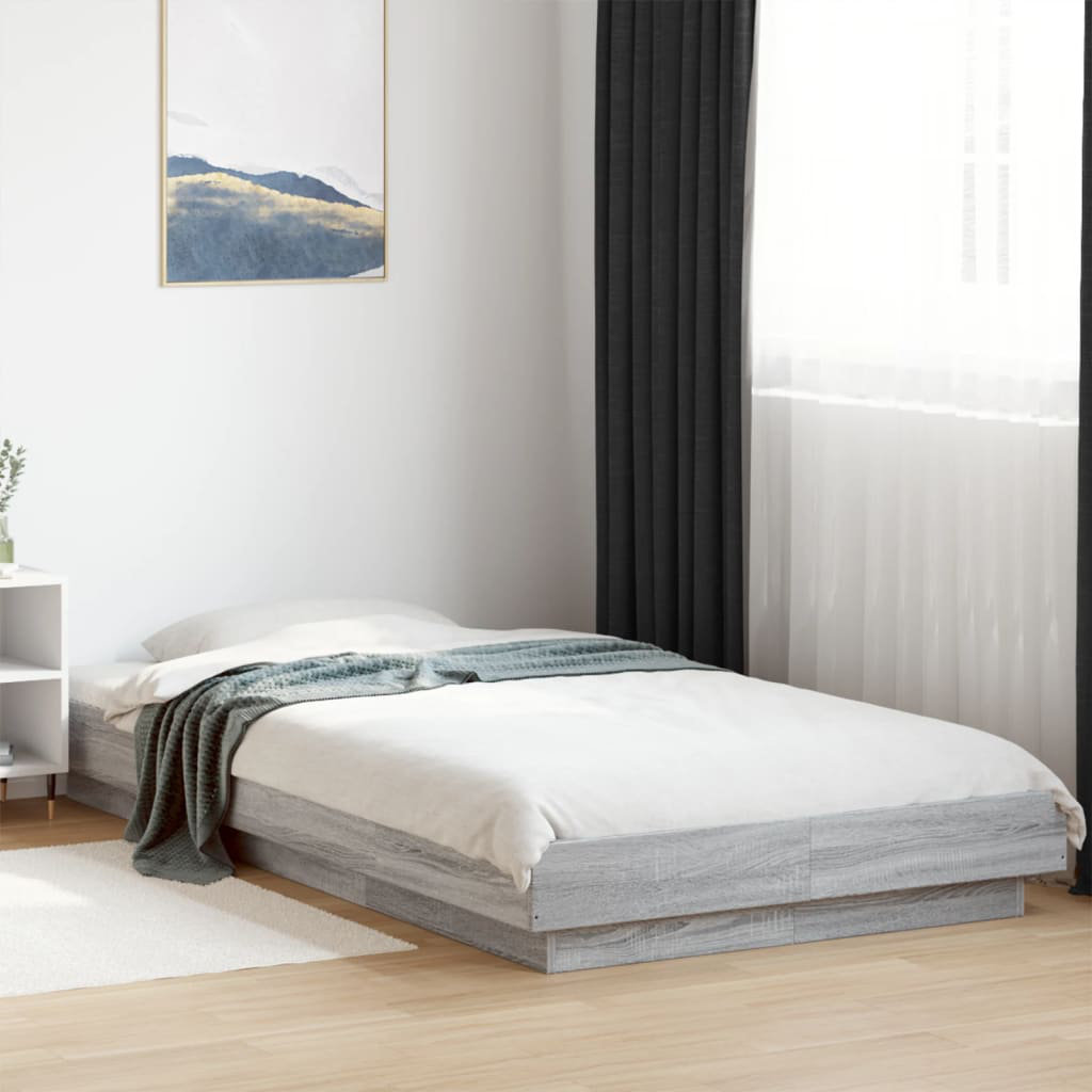 Latitude Run Bormann Bed Frame Grey Sonoma 100 x 200 cm