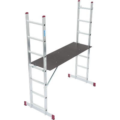 Schiebeleiter KRAUSE "Corda", grau (aluminiumfarben), B:50cm H:205cm L:147cm, Aluminium, Leitern, 2x7 Sprossen