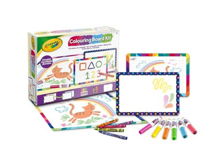 Crayola - Creatieve Bordset, Om te Kleuren en Schrijven met Uitwasbare Stiften en Uitwasbare Waskrijtjes, Creatieve Activiteit voor Kinderen, vanaf 5 jaar, 04-2947
