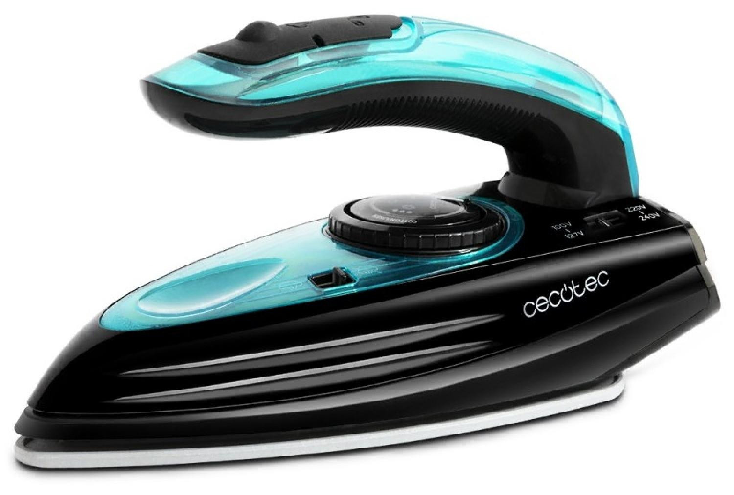 Cecotec GoForce 8000 opvouwbaar strijkijzer met droog- en stoomfunctie, titanium strijkzool, zwart-blauw