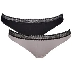 Sloggi 4P GO Ribbed Brazilian Schwarz/Grau Ökologische Baumwolle X-Large Damen