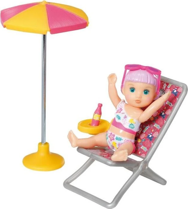 BABY born Minis-Set mit Liegestuhl, Sonnenschirm und Puppe