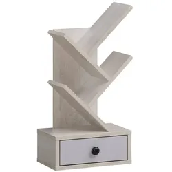Helloshop26 - Baumförmiges Bücherregal 30 x 17,5 x 60 cm mit 5 Ablagen dekorativ und praktisch aus beigefarbenem Holzwerkstoff 20_0015036
