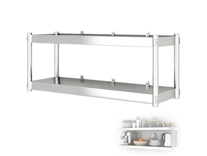 YUE JJXN Edelstahl Wandregal Küche H40cm, Rostfreier Organizer Küchenregal Hängend, Multifunktionaler Wandhalter für Kochgeschirr, für Garage(60x35cm/13.8x23.6in)