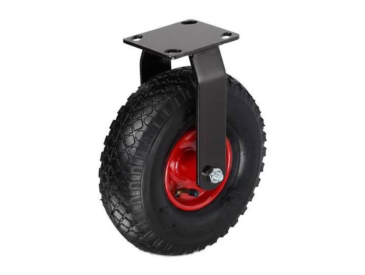 Relaxdays Bockrolle Schwarz-Rot luftbereift 120 kg, Mehrfarbig, Metall, Kunststoff, 26x29x13.5 cm, Büromöbel, Bürostühle, Bürostuhl-Ersatzteile & Bodenschutzmatten