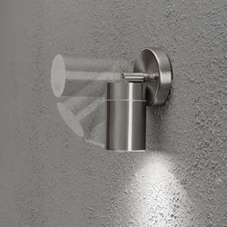 Konstsmide Außen-Wandspot MODENA, schwenkbar, GU10 max. 7W, Lichtkegel 105°, Edelstahl 304 / Klarglas KON-7598-000