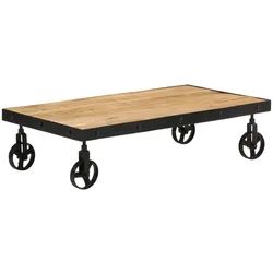 vidaXL Couchtisch mit Rollen Massivholz Mango 100x55x26 cm
