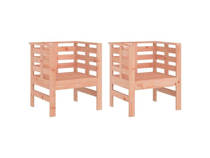 furnicato Gartenstuhl Gartenstuhl-Set aus massivem Holz, 61,5x53x71 cm, naturfarben (2 St), Sitzgruppe mit Armlehnen und Latten-Design gegen Wasserstau