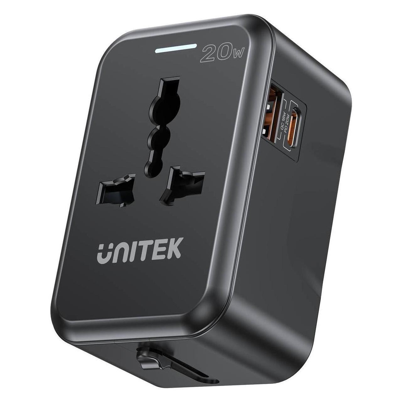 Unitek riad EU/US/UK/AUS PD 20 W travel charger (20 W, 2 Ports) (P1120ABK01)
