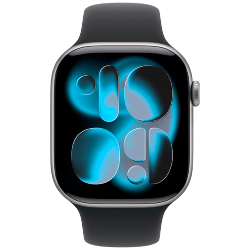 Apple Watch Series 11 46mm Grau (Schwarzes Gummi Armband M/L)