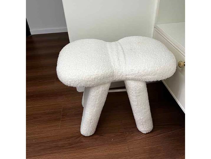 Tabouret doux en laine d'agneau, tabouret à nœud créatif, tabouret proxy pour chaussures de porche, repose-pieds de salon, siège de loisirs mobile, tabouret de maquillage