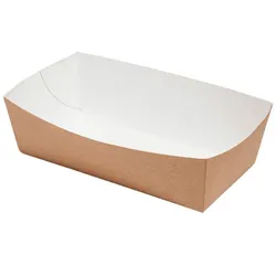 Papier Snacktray - rechteckig braun 12x6x3.7cm - 100 Stück