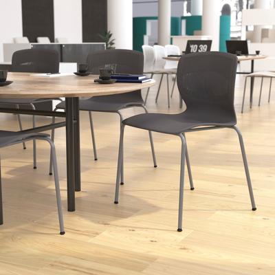 Flash Furniture Commercial Grade 770 LB. Capacity Plastic Stack Chair with Lumbar Support