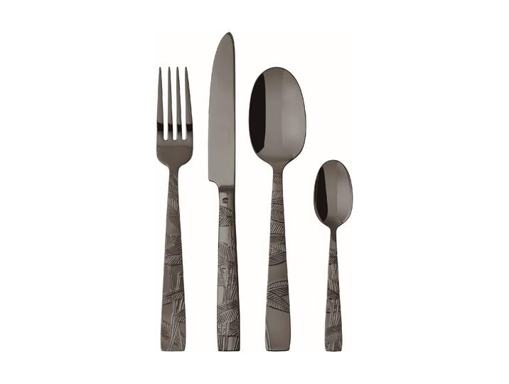 Besteck-Set SAMBONET Tafelbesteck Jungle Schwarz , schwarz, 24 Stk., Edelstahl, Essbesteck-Sets, Besteck-Set