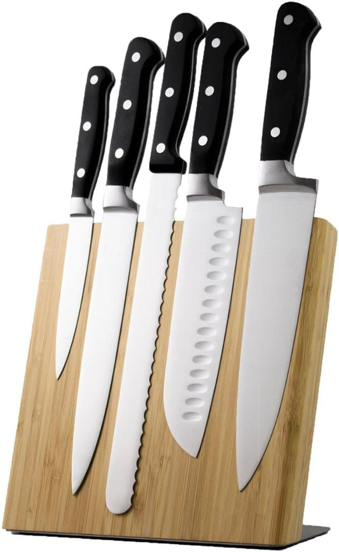 Alpen Home Ikard Magnetic Knife Block Brown 23cm H X 12cm D X 23cm W