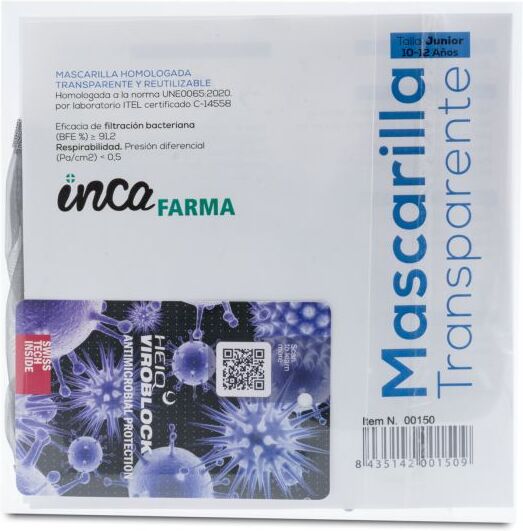 Inca Farma Transparent Mask Gray Junior 10-12 years