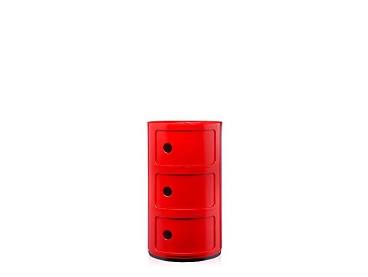 Kartell Componibili, 3 Elements, Rot, Runde Basis