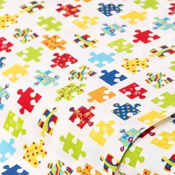 Baumwollstoff Puzzleteile "Mona", weiß-color