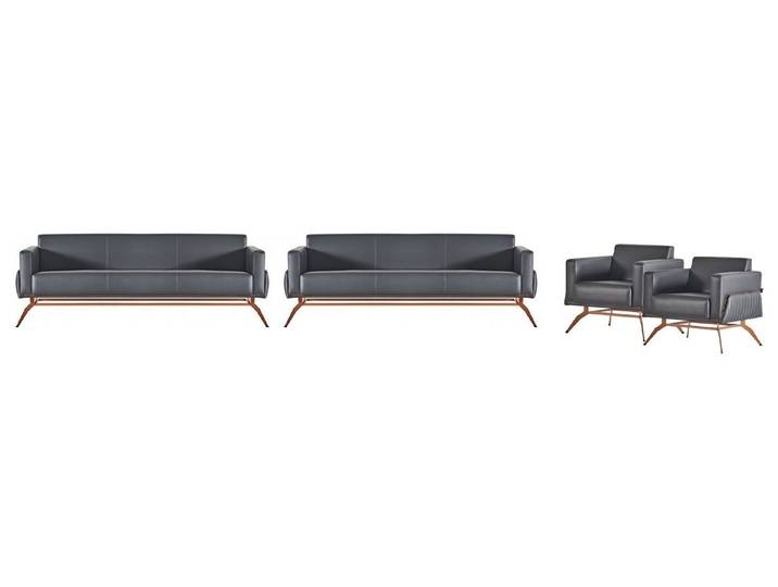Xlmoebel Polstergarnitur 4-teiliges Arbeitszimmer-Set mit grauem 3-Sitzer und Sessel, (Polstergarnitur, 4-tlg., 4-teiliges Arbeitszimmer-Set), Made in Europa