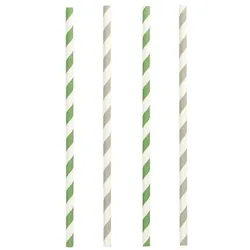 Papstar 25 Trinkhalme, Papier "pure" Ø 6 mm · 20 cm farbig sortiert "Stripes"