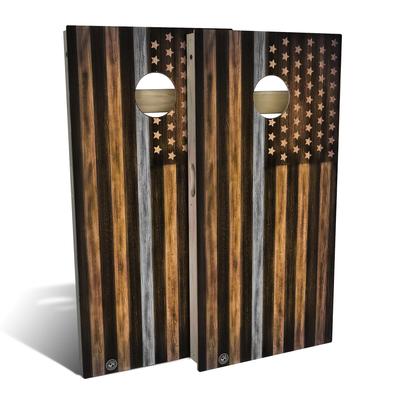 Skip's Garage Charred Corrections Gray Line Outdoor Cornhole Board Set