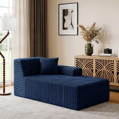 Lumibee "32"" Plush Corduroy Chaise with Cushion & Armrest"