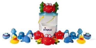 Dimple Set of 20 Floating Bath Toys, Squirter Toys for kids, 20 Different Sea Animals, Vehicles and Shapes, Squeeze to Spray!