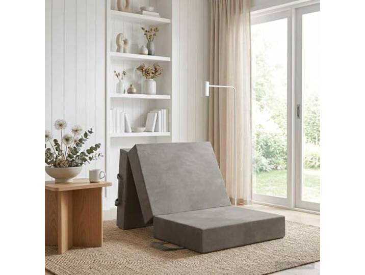 KTHLBRH Klappsofa Bett Hellgrau 75x67x45 cm faltbar Polyester Polyesterbezug, Schaumstofffüllung, Reißverschluss, verstellbar, platzsparend, Wohnzimmer, Schlafzimmer