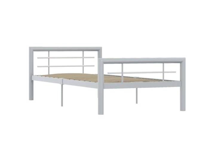 vidaXL Bettgestell Bett Metallbett Schlafzimmerbett Einzelbett Bettrahmen Schlafzimmermöbel Ehebett Lattenrost Grau Weiß Metall 100x200cm