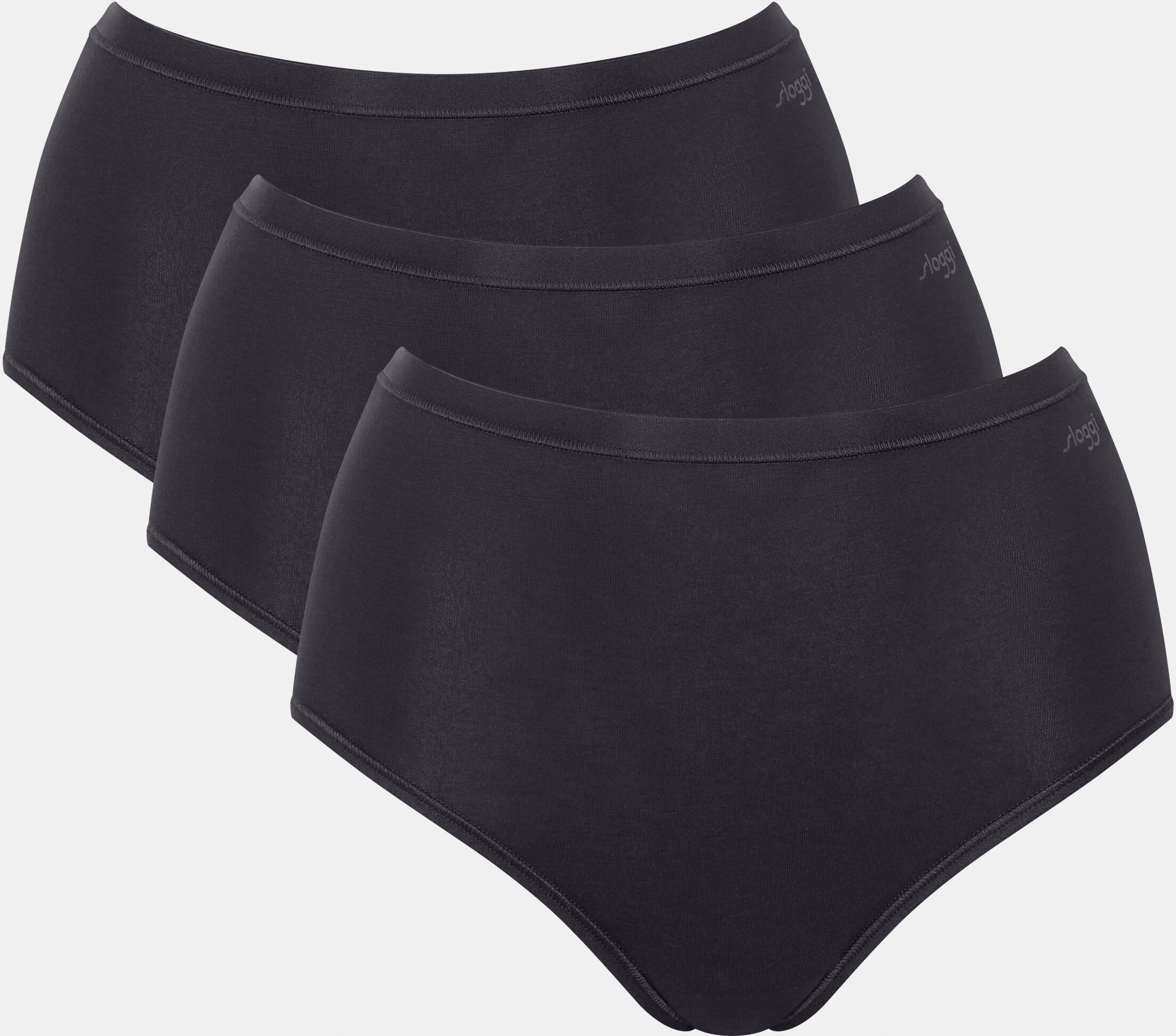 High-Waist-Slip SLOGGI "GO Daily Cotton", Damen, Gr. L, Single Jersey, schwarz, Single Jersey, Obermaterial: 95% Baumwolle, 5% Elasthan, unifarben, körpernah, Unterhosen High-Waist-Slip, Glanz-Effekt Details, hochgeschnittene Taille schwarz L, Single Jers