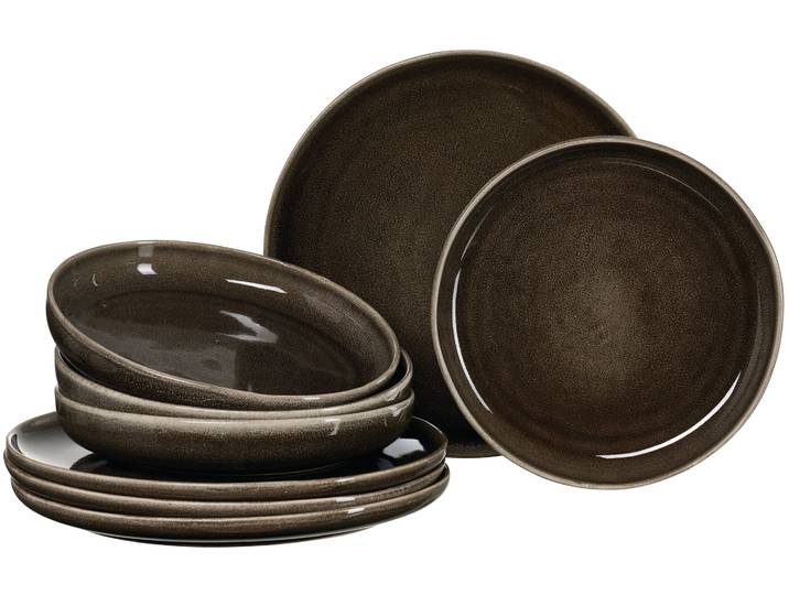 Tafelservice RITZENHOFF & BREKER Eda , braun, 8 Stk., Steingut, Geschirr-Sets, Tafelservice, Teller Set, aus Steingut für 4 Personen