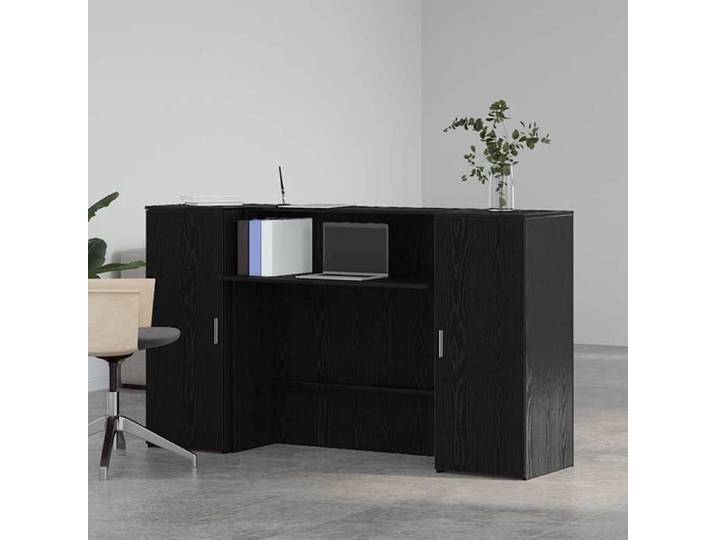 Bureau réception chêne noir 180x50x103 5 cm bois ingénierie bureau accueil design sobre grand
