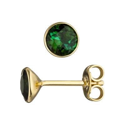 Paar Ohrstecker JOBO, gelb (gelbgold 585), Ohrringe, Damen, 5,4mm, Gelbgold 585, rund 585 Gold mit Turmalin