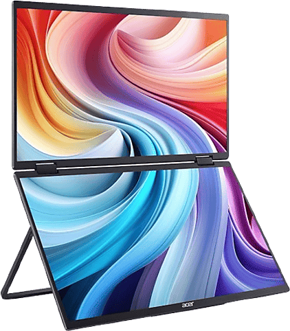 Monitor portátil plegable - Acer PD193QEBMIUUX, 18.5" Full-HD, 100 Hz, 4 ms, 2 USB Type C, Adaptive Sync, Comfyview, Altavoces integrados