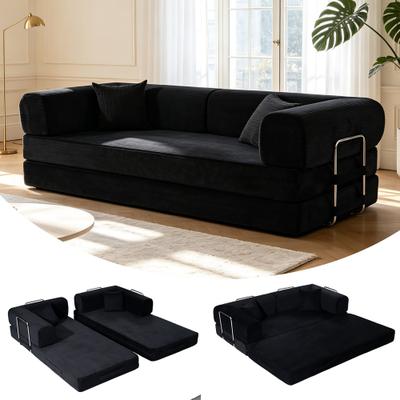 Kodotan sofa Convertible Sofa Bed, Folding Floor Couch Corduroy Fold Out Couch Bed Futon Sleeper Mattress with Pillows, Boneless Sofa