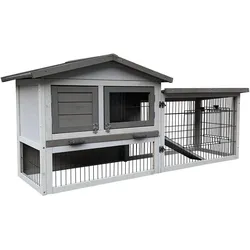 Wiltec Hühnerstall 1440x525x685mm Freilauf Holz Hühnerhaus Kotwanne Freigehege, Gehege