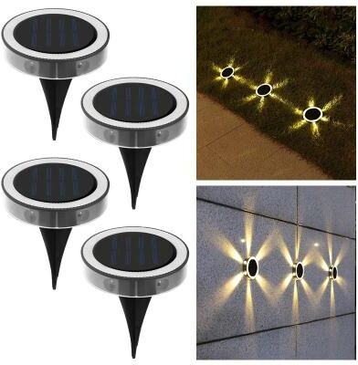Uplift Essentials 4 Pack Solar In Ground LED Lights Waterproof 360 Degree Warm Glow For Garden And Yard Decor warm Light