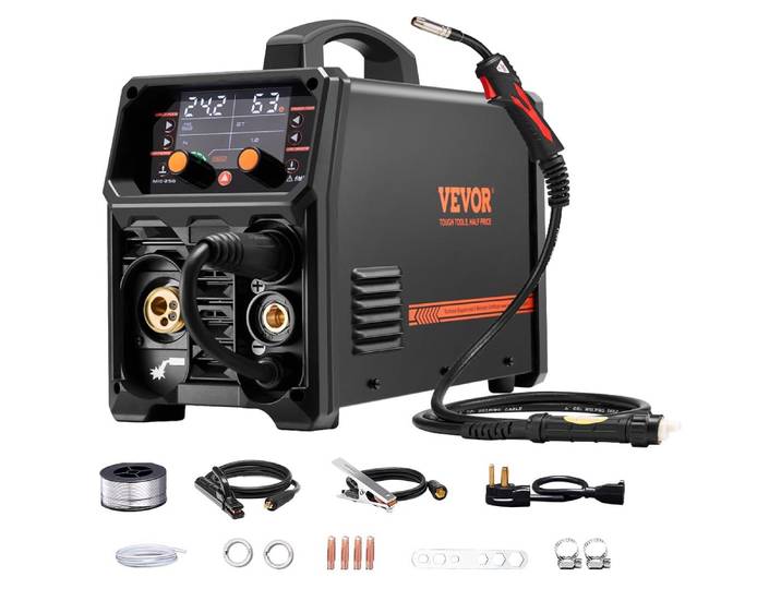 Poste de soudage MIG VEVOR Pro\, 250 ampères\, MIG sans gaz\, MIG gaz\, MMA\, Lift-TIG\, MIG Pluse avec technologie d'onduleur IGBT et affichage à écran LCD