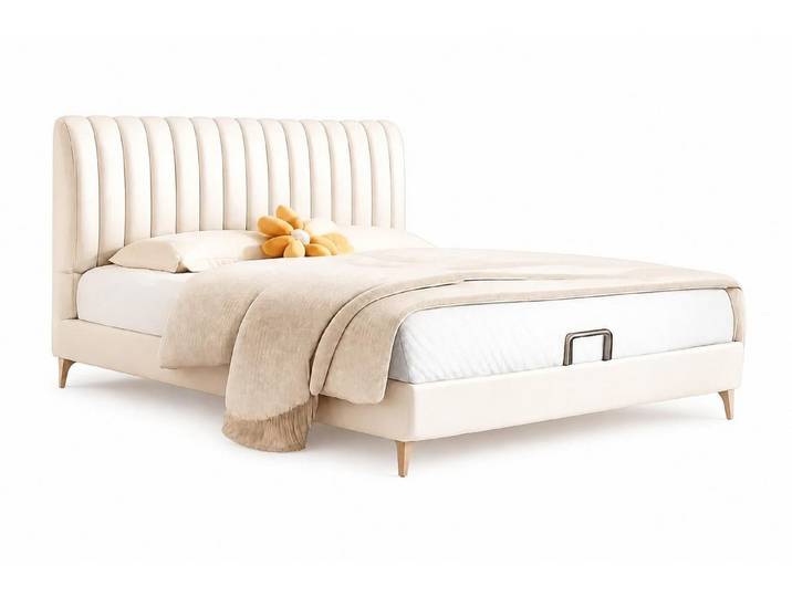 JVmoebel Kinderbett Beiges Kinder- und Jugendbett für Mädchen niedlich Kindermöbel, Made in Europa