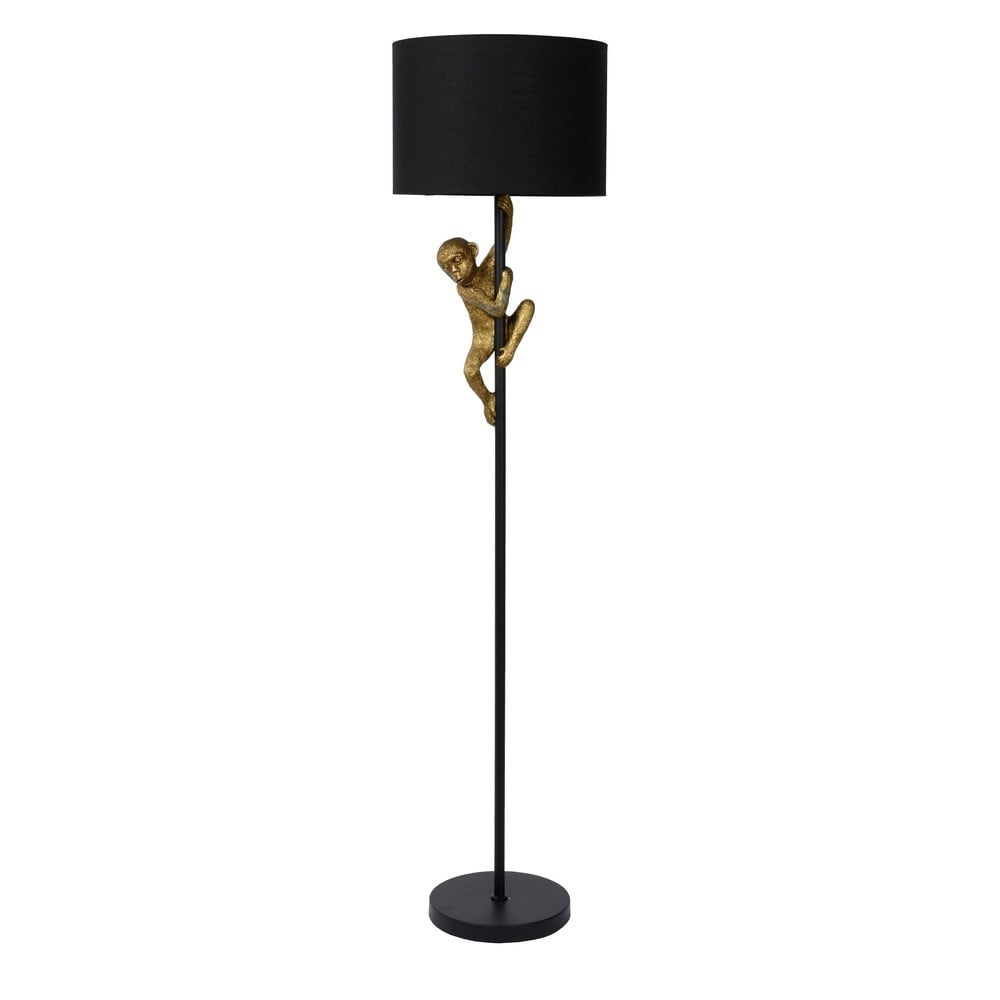 Lucide Extravaganza Chimp Design Vloerlamp - Zwart en Goud/Messing