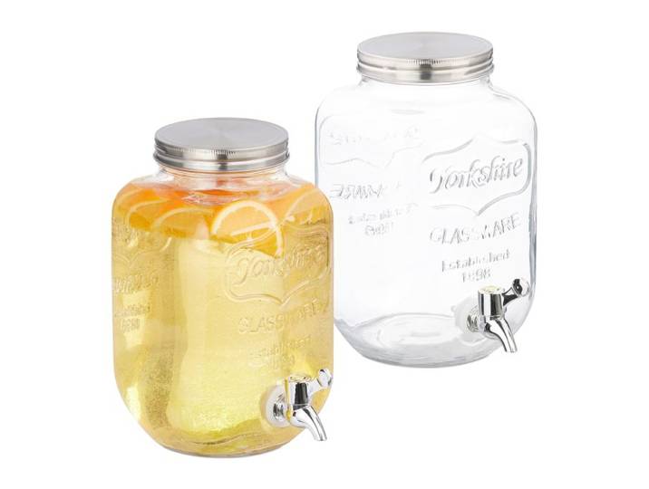 Relaxdays Drankdispenser glas 4 liter set van 2