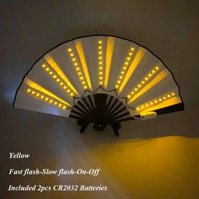 Inspired Finds LED Neon Folding Rave Fan Luminous Party Hand Fan For Festivals & Events 13in On Flash Amber Flash Fan
